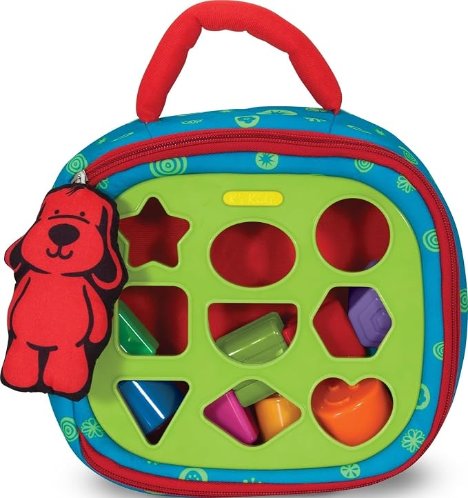 Melissa & Doug K's Kids Take-Along Shape Sorter – 9 Textured Blocks & Soft Activity Bag