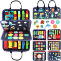 Montessori busy board and activity book for toddlers with colorful sensory learning activities