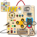 LED busy board with interactive lights and switches for toddlers