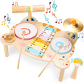 Wooden Montessori musical instrument set with drum and xylophone for toddlers
